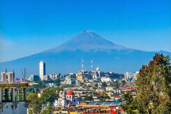 Overlook Buildings Churches Cityscape Volcano Mount Popocatepetl-Puebla-Mexico
